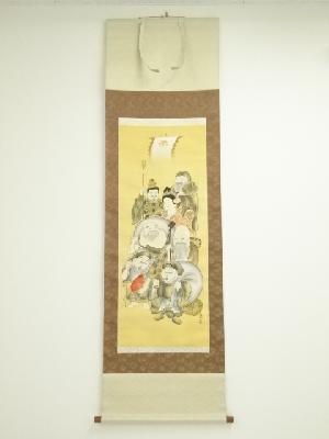 鈴木恵雀筆　七福神　肉筆絹本掛軸（共箱）